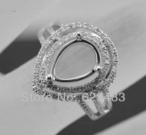 

8x12mm Pear cut JEWELRY 14k WHITE GOLD Natural Diamond SEMI MOUNT RING