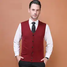 Мужской зимний Повседневный шерстяной жилет Модный брендовый однобортный компьютерный вязаный свитер без рукавов с v-образным вырезом большой мужской размер M-3XL