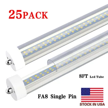 

25 Pack-T8/T10/T12 8ft Led Shop Lights,8ft Single Pin FA8 Base,8FT LED Bulbs Tube Light 90W 8500LM, 6000K Cold white,Clear Cove