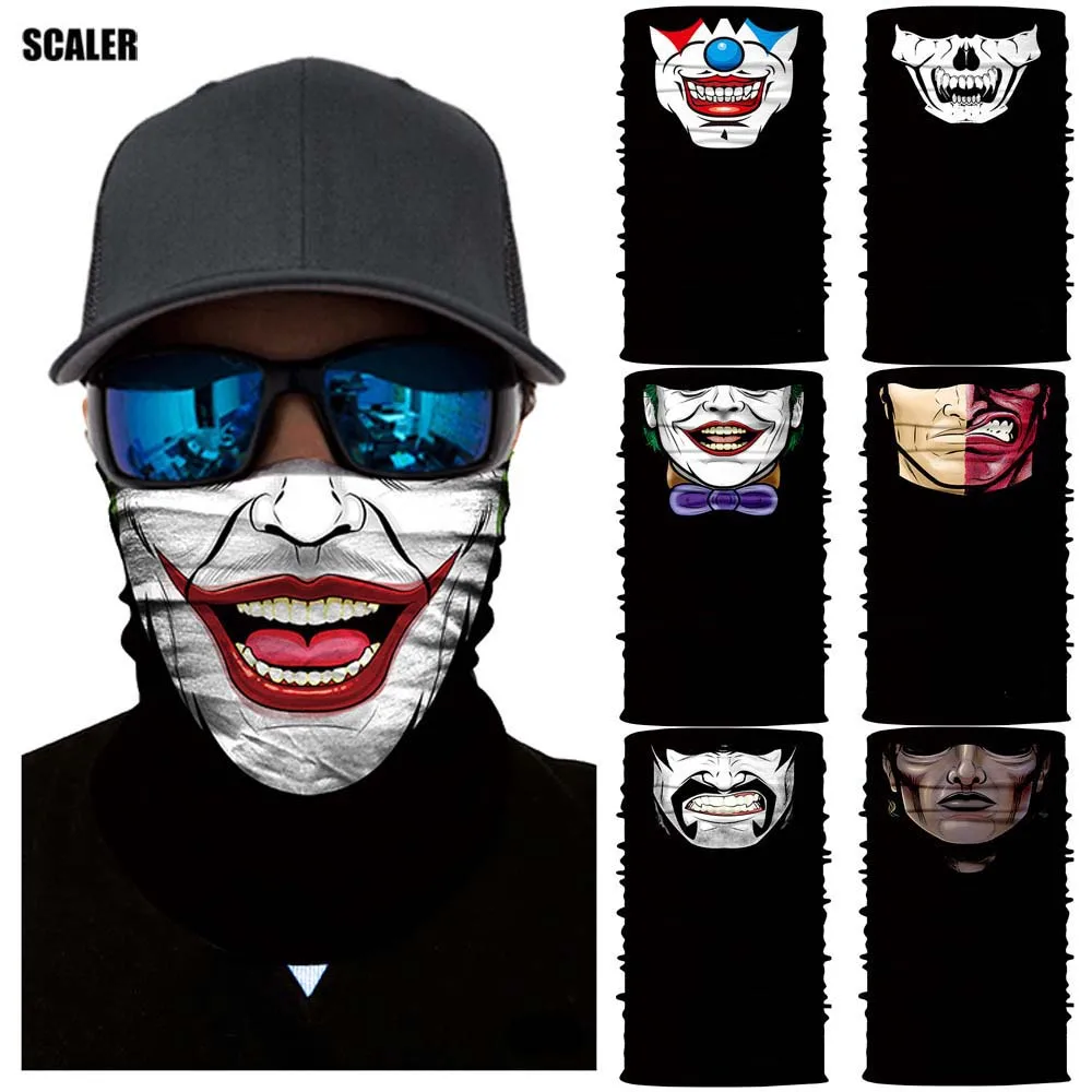 

3D Mouth Bandana Scarf Outdoors Motorcycle Face Mask Skull Skiing Scarf Bandana Headbands Joker Masque Balaclava Neck Scarves