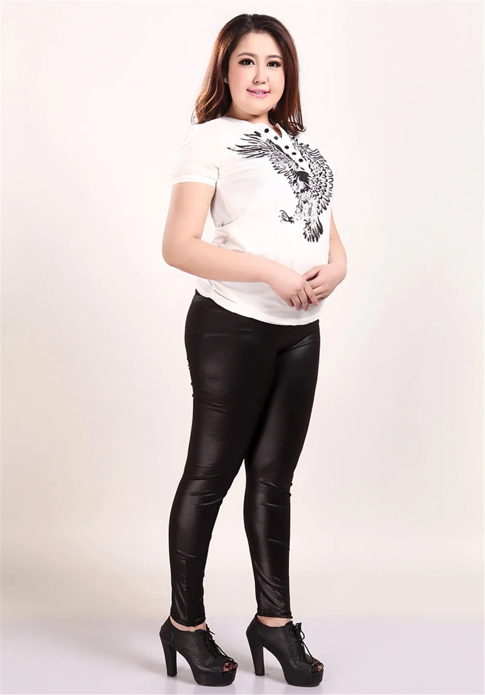 S-5XL мода плюс Размеры Искусственная кожа Леггинсы Для женщин брюки Высокая Талия Леггинсы черного цвета из искусственной кожи Леггинсы