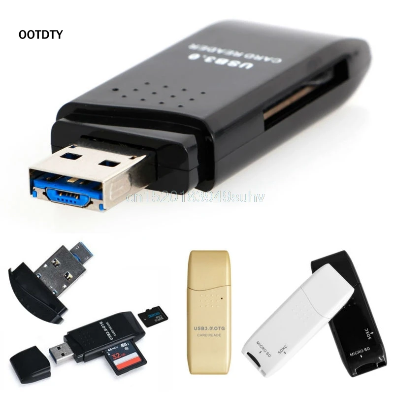 OOTDTY Портативный 2 в 1 USB 3,0 5 Гбит Super Скорость Мини OTG Micro USB SD/SDXC адаптер TF карты читателей