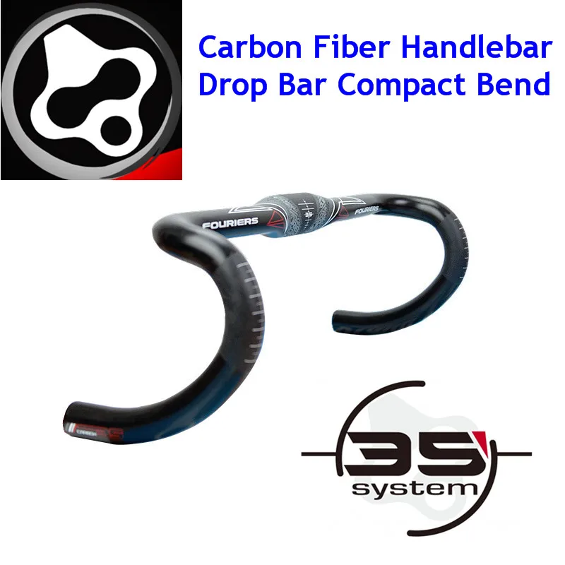 

FOURIERS Carbon Fiber Road Bike Handlebar Drop Bar Compact Bend 700C Bicycle Bent Bars