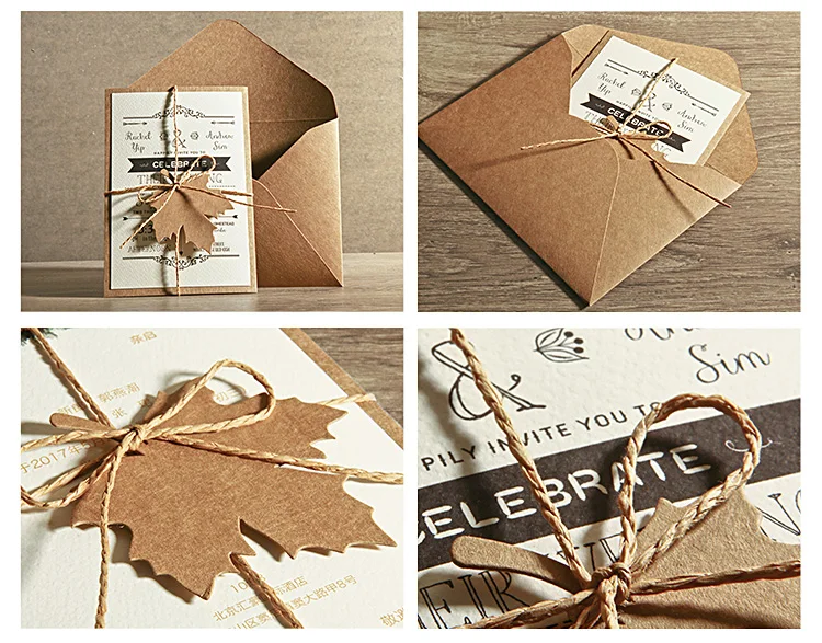  5x7 Rustic Wedding Invitations Unique Wedding Cards with Invitation Envelope - Set of 50 - 32851938048