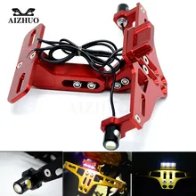 Универсальный мотоцикл пластина заднего номерного футляр для пластиковых карт светодиодные cnc алюминиевая пластина для YAMAHA YZF R1 R6 R3 R25 MT03 MT07 MT09 FZ6R FZ8