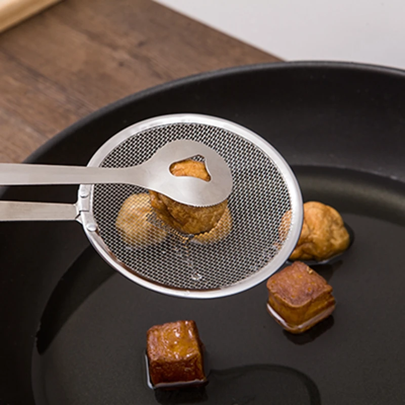 

Stainless Steel Combo Frying Oil Frying Spoon Combination of Filter Spoon and Clip Kitchen Supplies