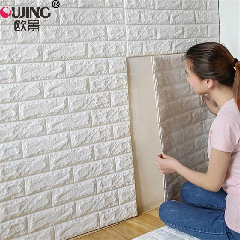 

70*77cm*6pcs 3D PE Foam Stone Brick Panel Wall Stickers For Kids Rooms Home Decor Kids Safty Art Mural Self-adhesive Wallpaper