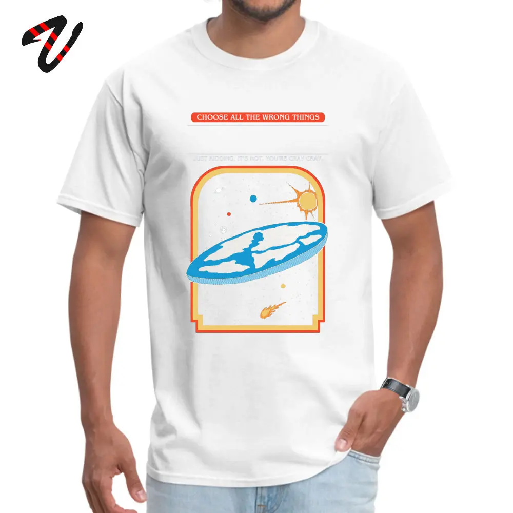 The Earth Is Flat Coupons Fashionable Tops Tees O Neck Lovers Day 100% Cotton Short Sleeve Tshirts for Men Normal Tops Shirt The Earth Is Flat -29902 white