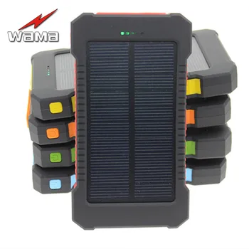 

1x Wama 10000mAh Solar Panel Charger dual-USB Waterproof Shockproof Power Bank Outdoors External Portable LED Light