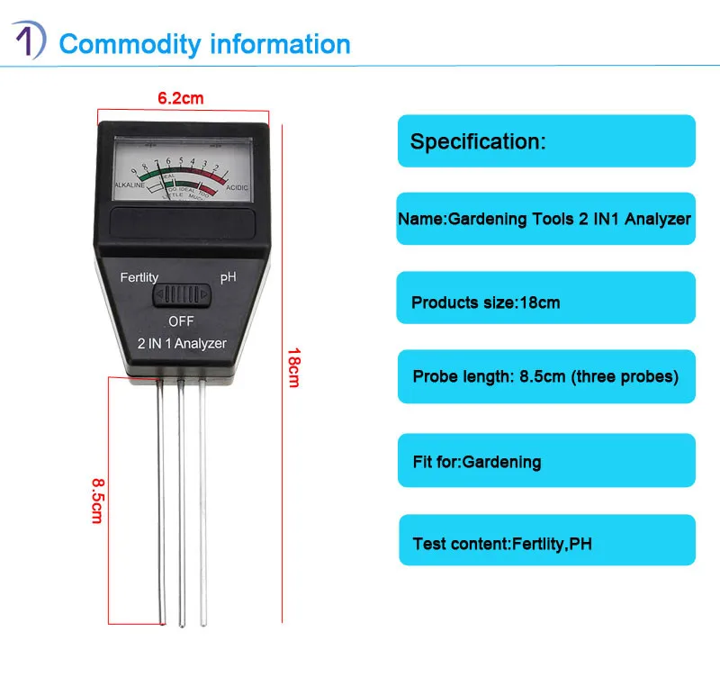 2 в 1 садовые инструменты ph-метр почвы и тестер фертильности с 3 зондами идеальный инструмент для садоводства на открытом воздухе дома растений