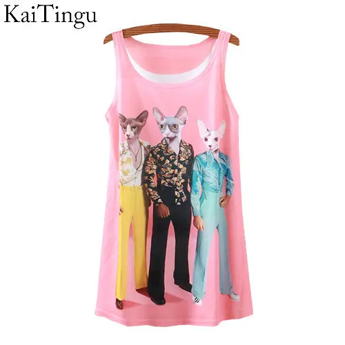 

2015 New Fashion Vintage Spring Summer Women Sleeveless Print Animal Horse Lion Love Printing T Shirt Tee Blouse Vest Tank Tops