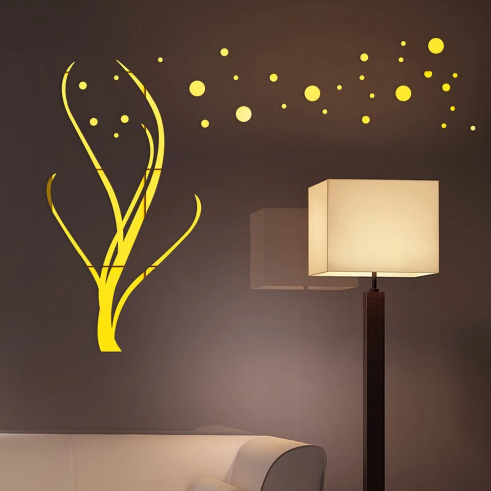 Flower Shape Acrylic Wall Sticker Modern Decoration Mirror wall stickers Removable Mural