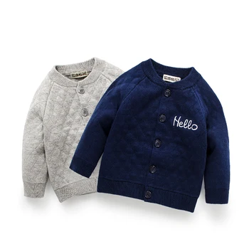 

Dinstry Autumn& Winter new arrival for baby boy's & girl's cardigan sweater,"Hello" embroidery on left chest