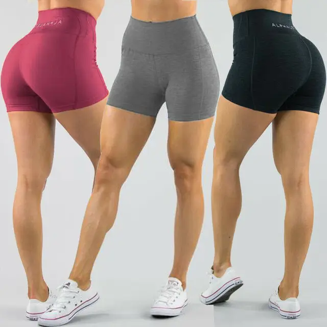 Women's High Waist Sports Short Workout Running Fitness Leggings Female Yoga Shorts Gym Yoga  Leggings With Side Pocket 1