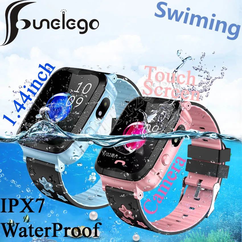 Funelego Waterproof Child GPS Watch Touch Screen SOS Smart Watch Phone For Kids Deep Water Resistant Swimming SeTracker PK DF25