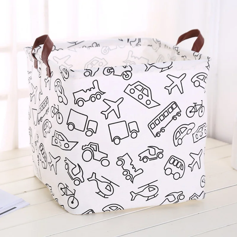 2019 New Organizer Creative Lattice Storage Box Folding Storage Basket Cotton Linen Art Plus Size Toy Laundry Basket Organizador