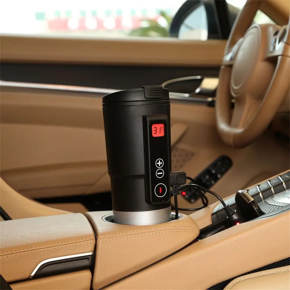 410 мл интеллектуальная Автомобильная кружка с автоматическим нагревом, регулируемая температура, автомобильная кружка для кипячения, цифровой дисплей, чайник, автомобильный термос, 3 цвета