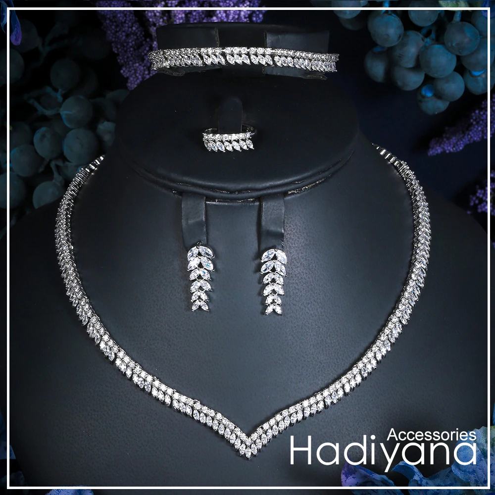 Hadiyan 2018 Yellow Gold Jewelry Set With AAA Cubic Zirconia New Gorgeous Woman 4pcs Necklace Sets Color Plated Guaranteed CN206 | Украшения