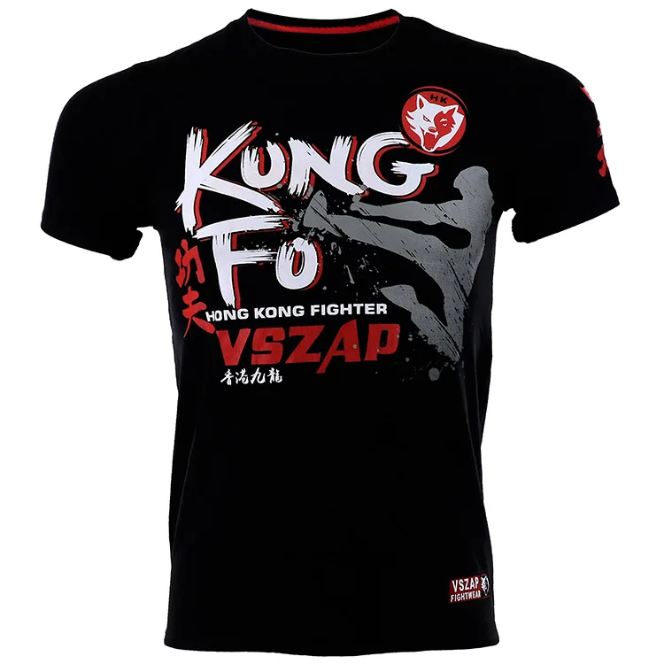 VSZAP KUNG FU fighting Hong Kong fight MMA Санда футболка с короткими рукавами фитнес Единоборства ветер тайский бокс