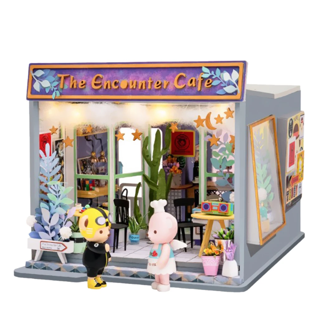 

Wooden DIY Dollhouse Kit 1:24 Miniature Doll House With Furniture, for Valentine's Day/ Birthday Gift - The Encounter Cafe