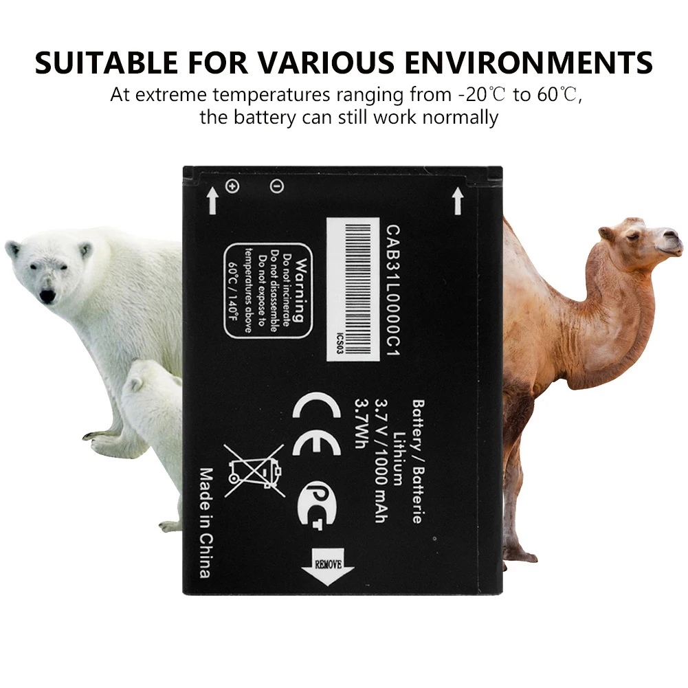 Литиевая батарея CAB31L0000C1 3,7 V 1000mAh Для Alcatel A383G VF555 OT-3040 TCL I808 T66 литиевая батарея мобильного телефона