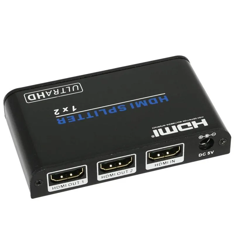 Playvision UHD HDMI 2,0 сплиттер 1x2 1 вход 2 Выход ретранслятор Переключатель концентратор 1080p 4k x 2k для Blu-Ray PS3/4 DVD, ЕС разъем питания - Цвет: Черный