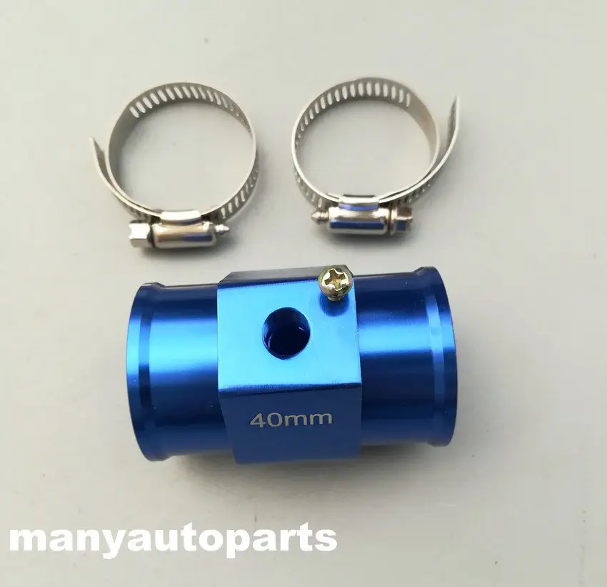 Aluminum 40mm 1.57" Water Temperature Gauge Temp Sensor Adaptor + 2