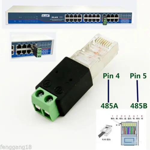  1pcs RJ45 Male to 485 2 Pin (4 5P) Screw Terminal Adapter Connector Splitter CCTV DVR - 32866618353