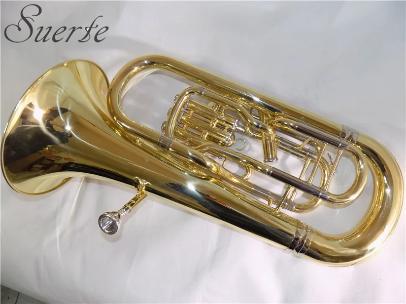 Bb Euphonium с чехлом из АБС 3 + 1 четыре поршня латунный лак музыкальные