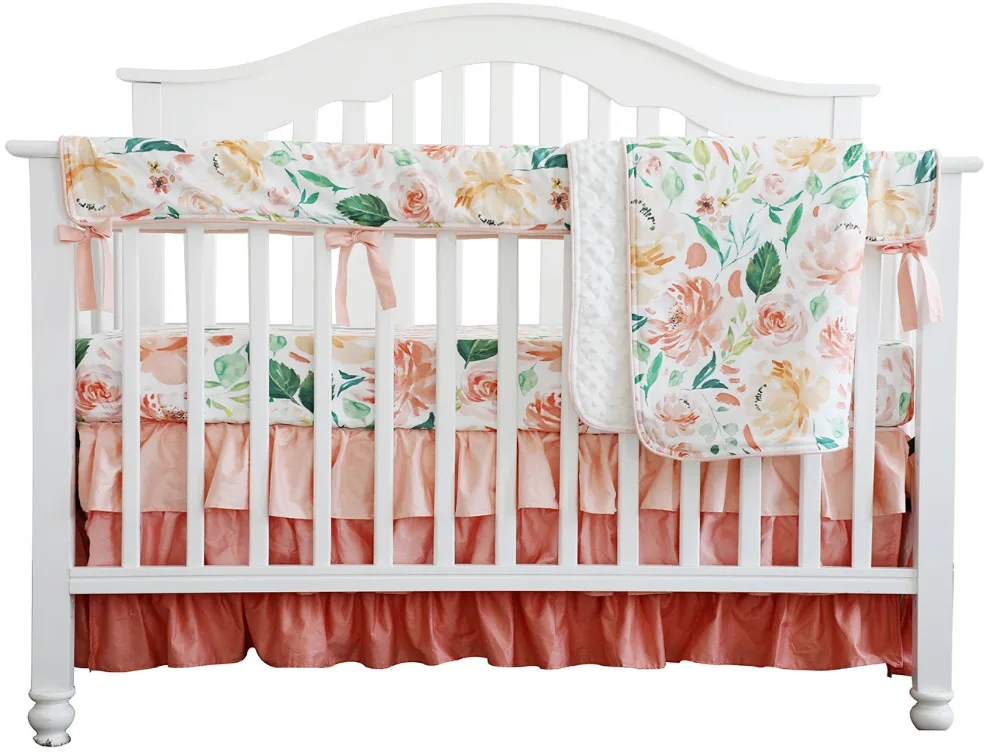 peach floral crib sheet