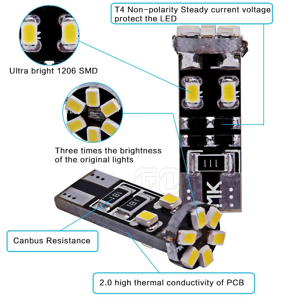 10 шт./лот T10 led canbus Свет w5w 10smd 1206 LED Предупреждение canceller индикатор Лампа Авто зазор