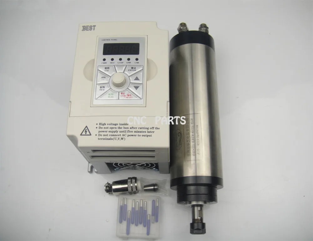 

CNC milling spindle ER11 800w water cooling spindle motor +10 pieces cnc engraving bits+spindle support+1.5KW inverter