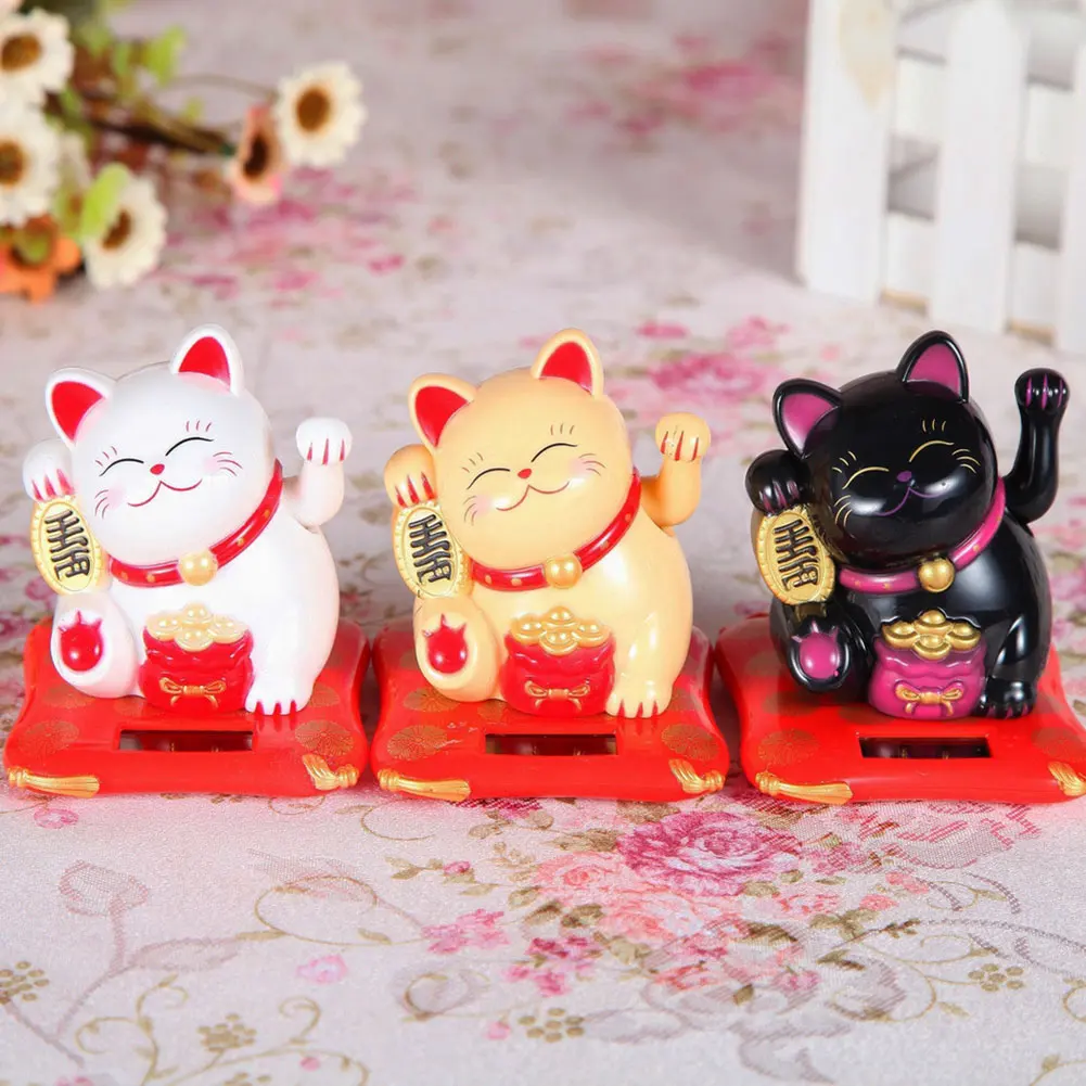 

HOT Waving Hands Lucky Cat Wealth Fortune Cat Ornament for Home Office Checkout Counter Decor LSF99