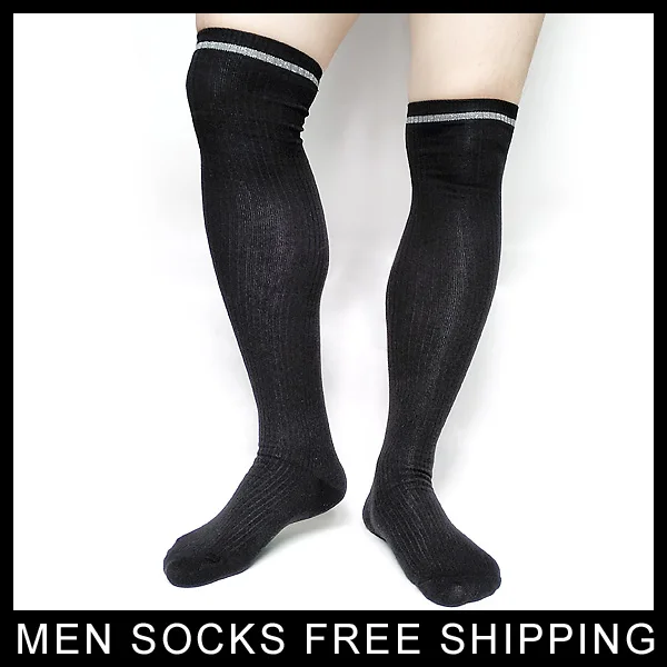 Buy Brand Mens Socks Stocking Over knee Cotton Elastic