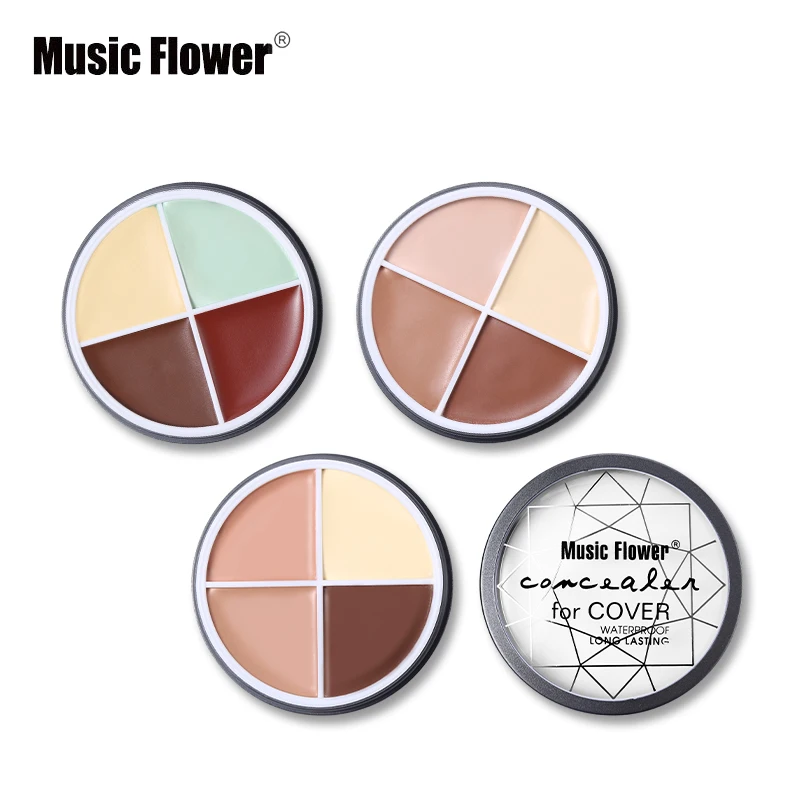 Music Flower, тональный крем, макияж, палитра, 4 цвета Водонепроницаемый основа консилер корректор для лица, макияж, губная помада, макияж для лица, бронзер, подводки для глаз