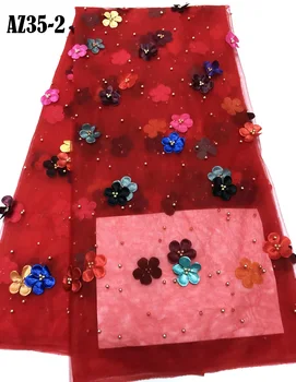

Latest african laces 2019 3d lace fabric embrodiery afridan bridal beads lace fabric for african french lace fabric 5yards AZ120