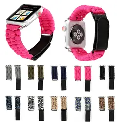 10 Цвета нейлоновой веревкой браслет для Apple Watch группа 42 мм 38 мм адаптеры Замена спортивные часы ремешок для iWatch серии 1/2/3 пояса