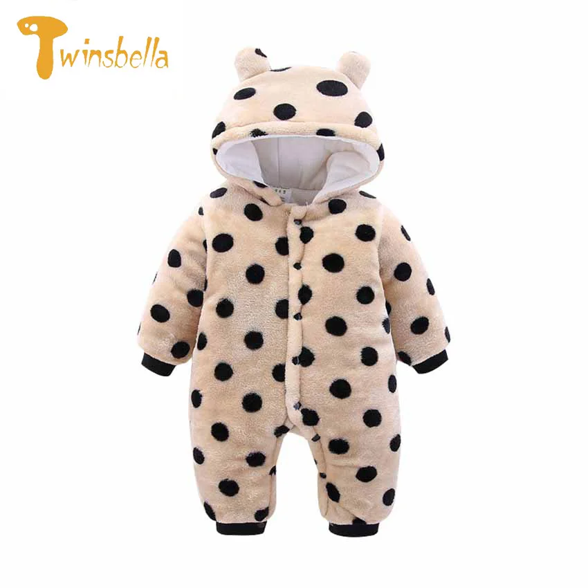 Newborn Baby Warm Hooded Jumpsuit Infant Baby Flannel Soft Jumpsuit Cartoon Animal Rompers Thicken Warm Baby Clothes for Winter