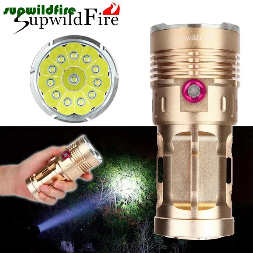 

40000LM 12 x XM-L T6 LED Flashlight Torch 4 x 18650 Hunting Lamp Free Shipping #NO07