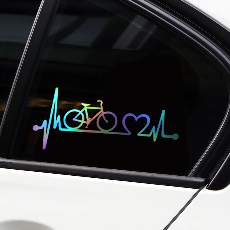 18.5cm8.1cm Bicycle Heartbeat Lifeline Cycling Fashion Vinyl Stickers Decals  (4)