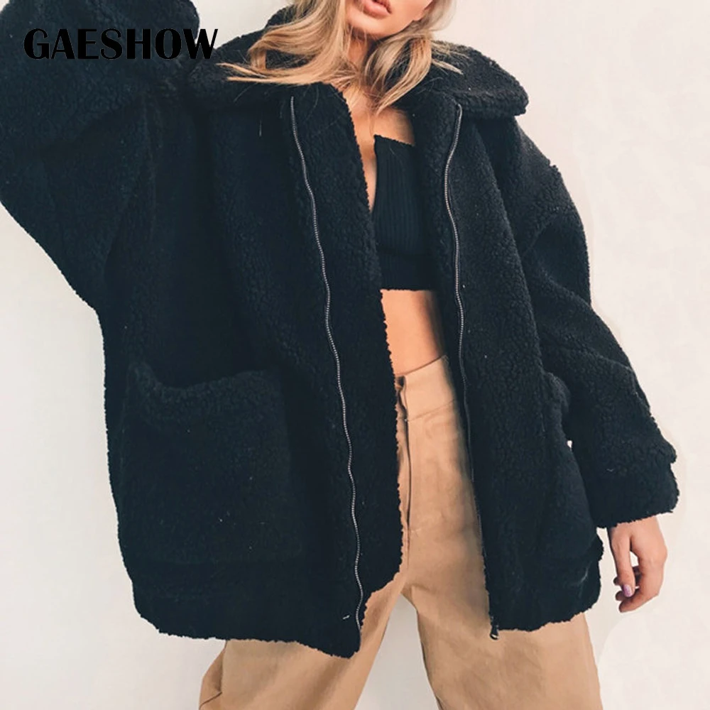 Gaeshow Элегантный искусственного меха пальто Для женщин 2018 осень зима теплые