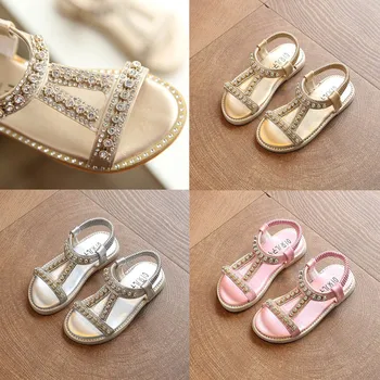 

SZYADEOU 2019 SummerKids Baby Girls Sandals Crystal BeachSandals PrincessRomanShoes Детске сандалии wholesale L4