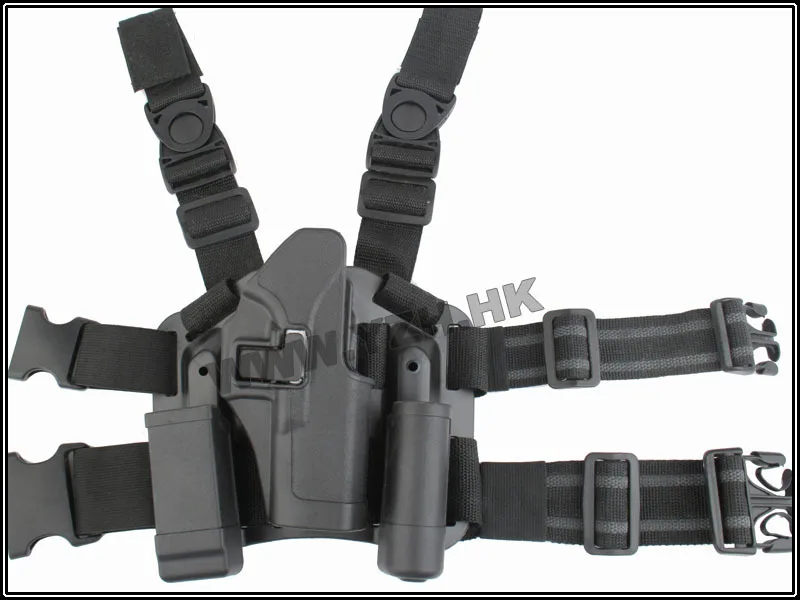 CQC For Glock 17/22/31 Tactical Airsoft Paintball Puttee Drop Leg RH Holster W/ Mag Flashlight