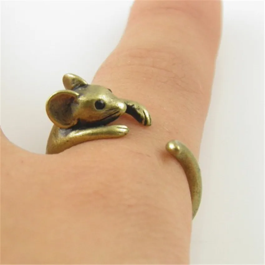 Vintage Brass Knuckle Ring Adjustable Mouse Animal Wrap Weeding Ring Ladies Fashion Jewelry Boho,Animal Ring,Adjustable Rings,Wedding Ring,Wedding Rings,Finger Ring