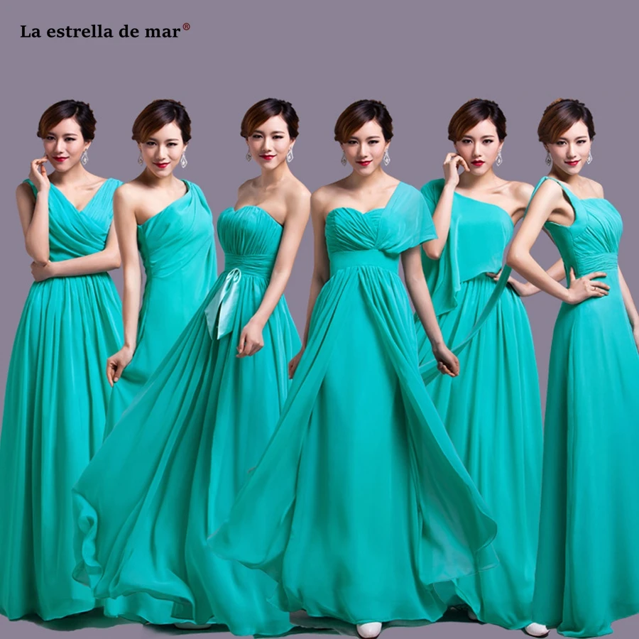 Ла звезда mar vestidos de madrinha шифоновый стиль 6 трапециевидной формы бирюзовое платье подружки невесты с длинными; дешево, большие размеры
