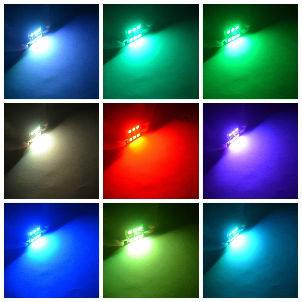 2X RGB 5050 6SMD фестонный светильник c5w купольный светильник для автомобиля светодиодный автомобильный автоматический светильник с дистанционным управлением цветная лампа для чтения дверные лампы