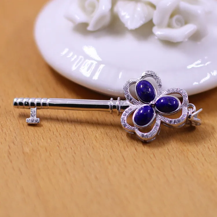 Символ Серебряный узкая Lapis тайский серебряный Ключи Подвеска