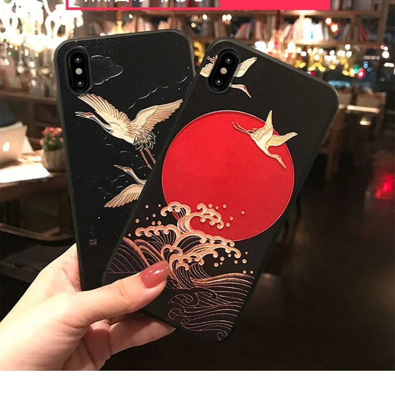 

3D Embossed Phone Case Cover For iphone XR XS MAX 7 7plus 8 8plus Case Printed Soft TPU Back Case For iphone 6 6s 7 8 Plus X 10