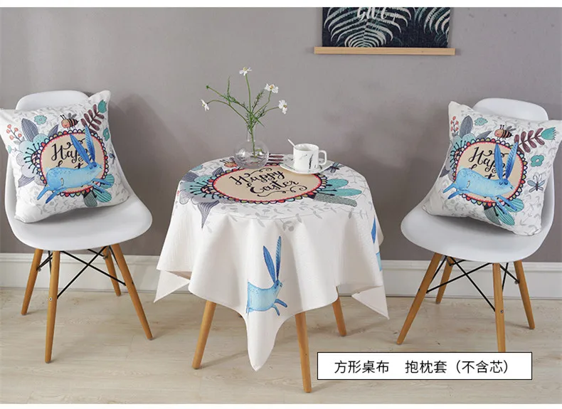 Proud Rose Waterproof Linen Table Cloth Cartoon Table Cover Chair Set Pillowcase Cover Towel European Tablecloths Chair Cushion