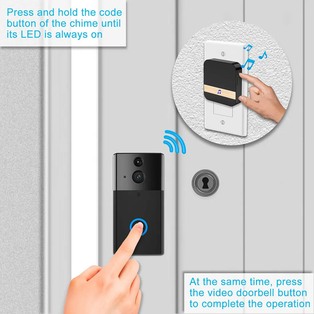

Doorbells 433MHz Wireless Door Open Chime Door Entry Alarm Magnetic US Loud Voice Compatible for AKASO video doorbell